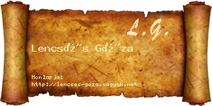 Lencsés Géza névjegykártya