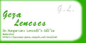 geza lencses business card